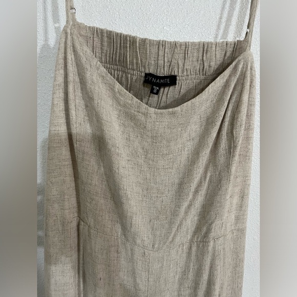 DYNAMITE Jumpsuit linen blend oatmeal color size XL wide leg summer - Picture 3 of 5